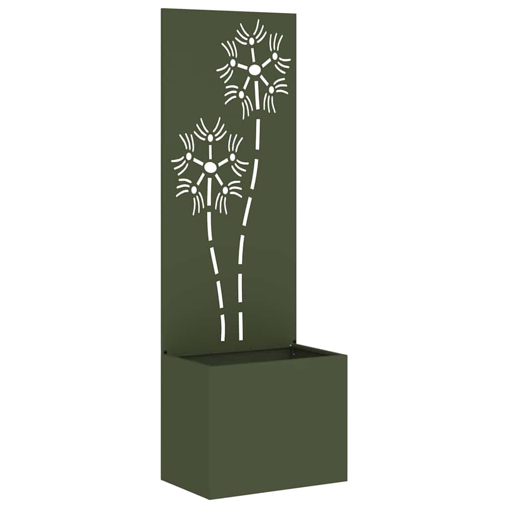 Vidaxxl protección visual para jardín verde oliva 50 x 140 cm acero laminado en frío