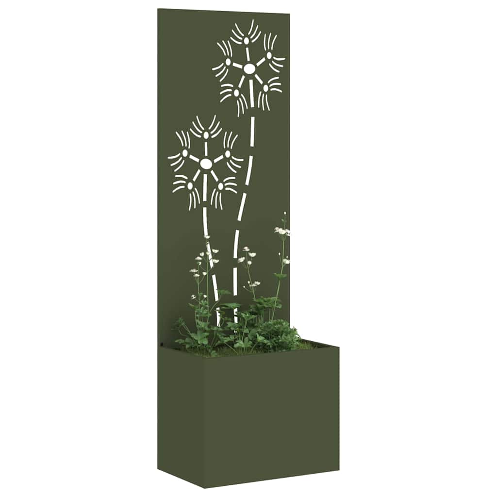 Vidaxxl protección visual para jardín verde oliva 50 x 140 cm acero laminado en frío