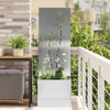 Vidaxl tuin privacy screen bloemen zilver 50 x 140 cm roestvrij staal