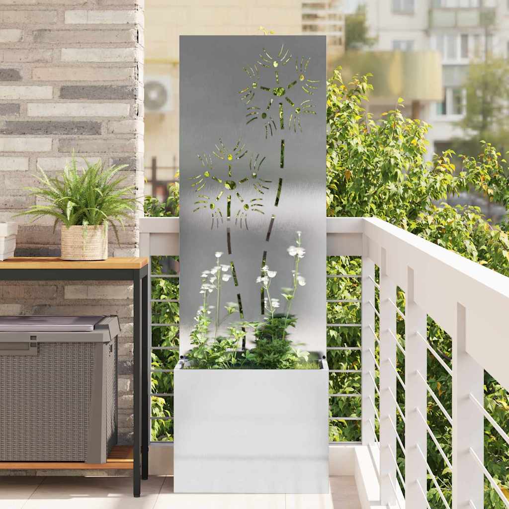 Vidaxxl protección visual para jardín flores plata 50 x 140 cm acero inoxidable