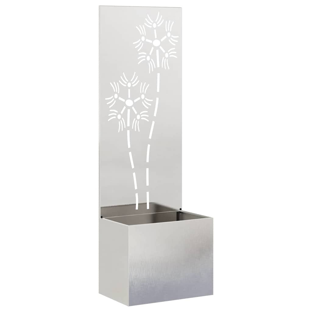 Vidaxxl protección visual para jardín flores plata 50 x 140 cm acero inoxidable