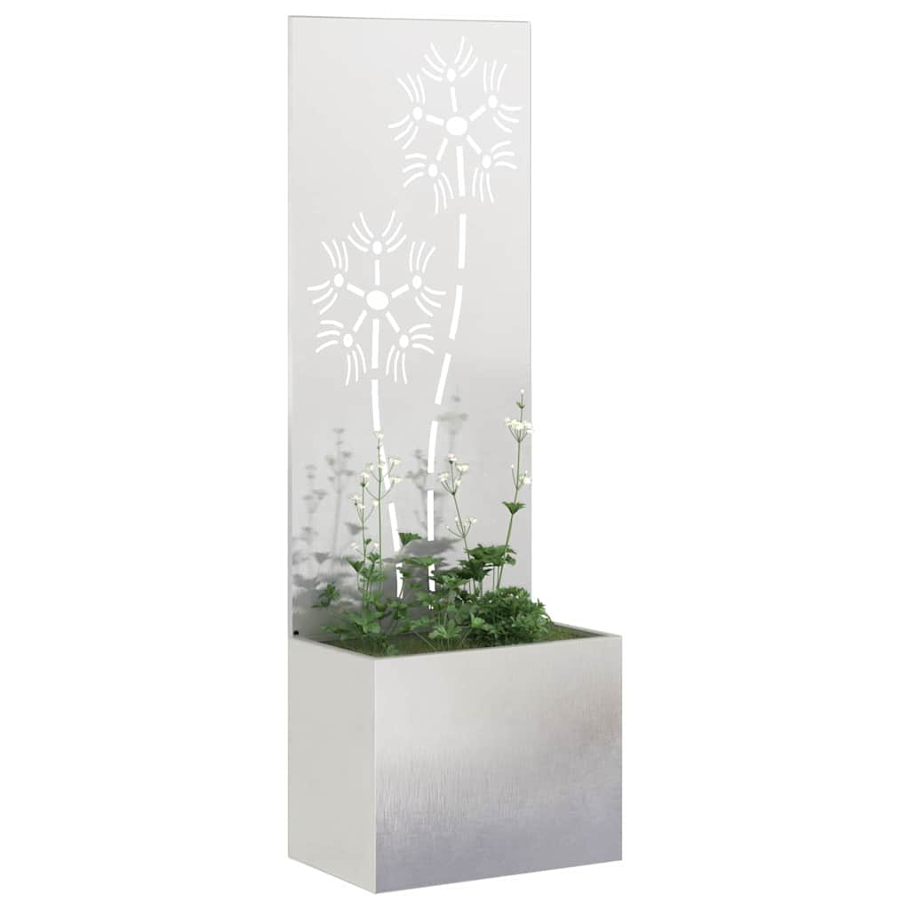 Vidaxxl protección visual para jardín flores plata 50 x 140 cm acero inoxidable