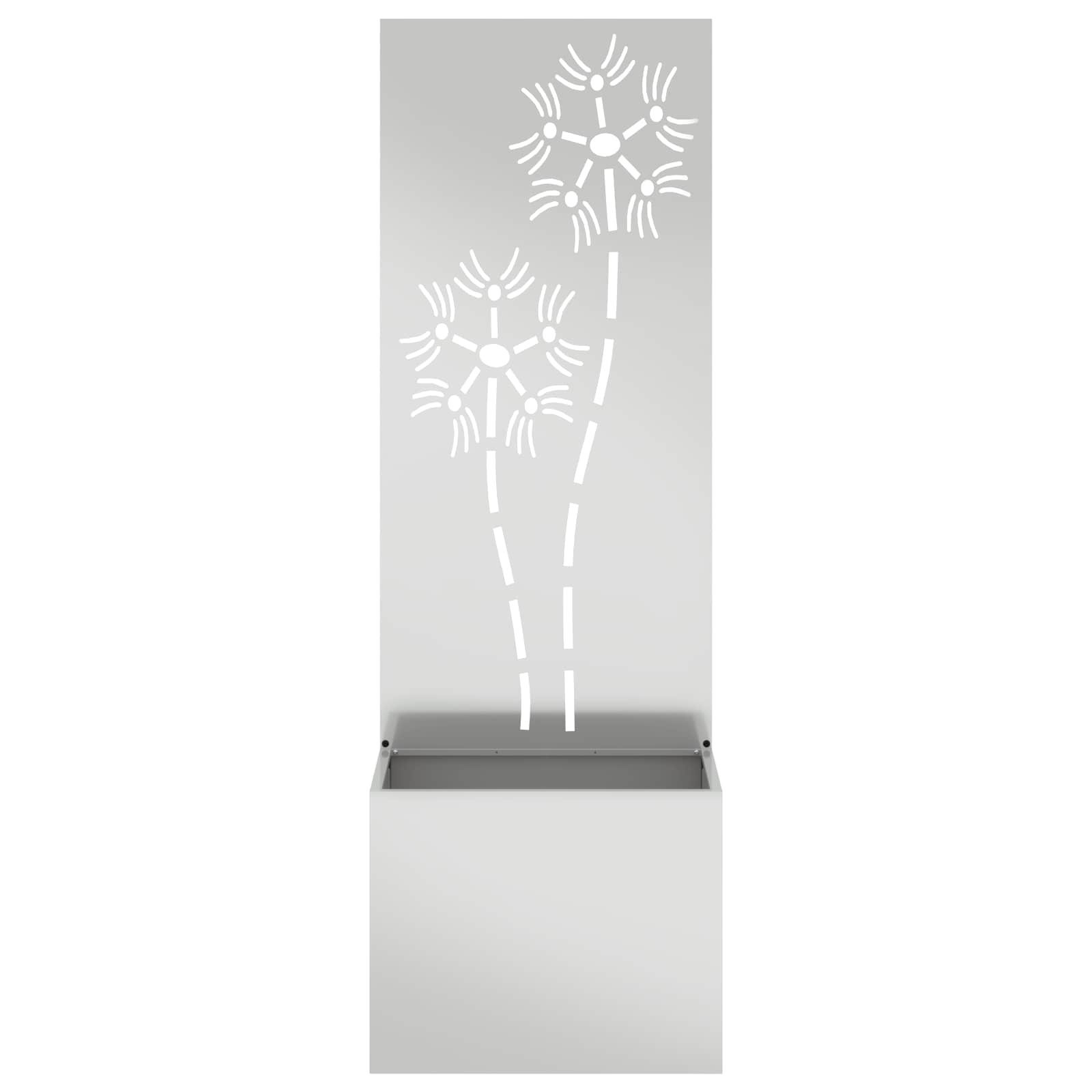 VidaXL paravento da giardino fiori argento 50 x 32 x 150 cm