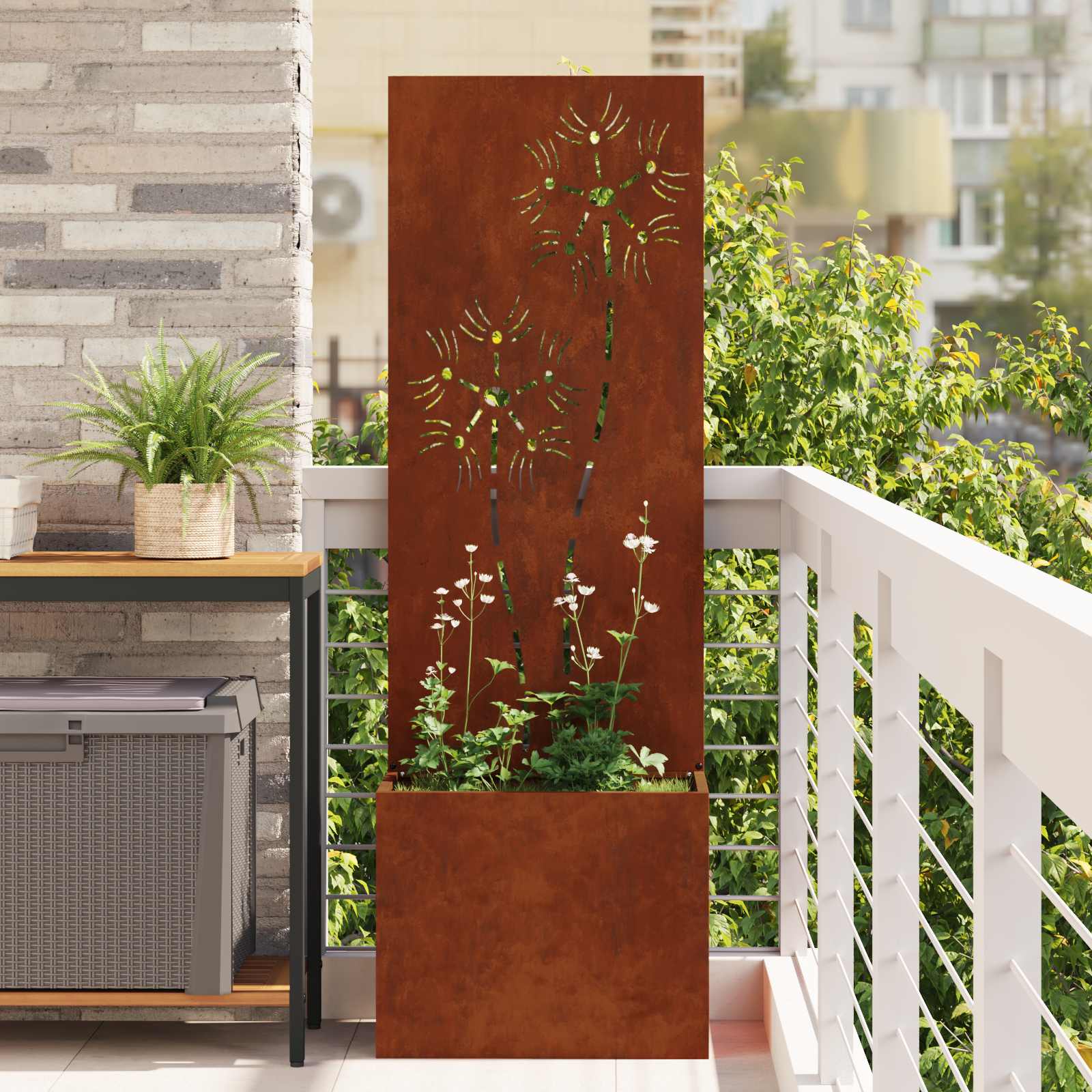 Vidaxl tuin privacy screen roestig 50 x 32 x 150 cm cortenstaal