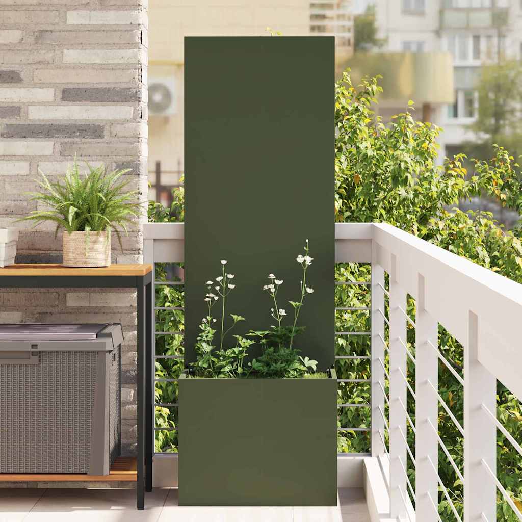 Vidaxxl protección visual para jardín verde oliva 50 x 140 cm acero laminado en frío