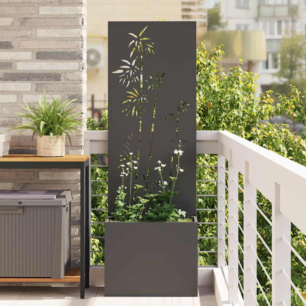 Vidaxl tuin privacy screen bloemen zwart 50 x 140 cm koudgewalst staal