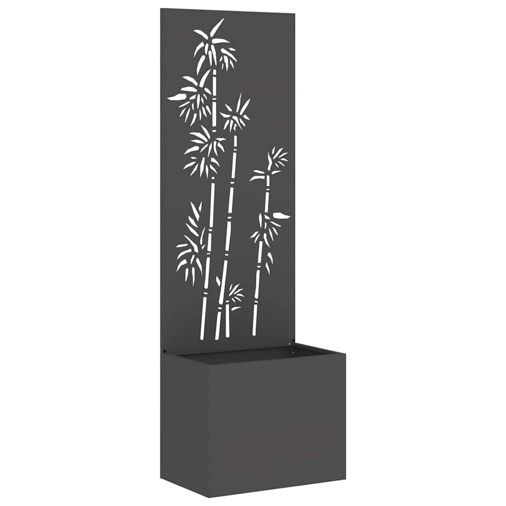 Vidaxl tuin privacy screen bloemen zwart 50 x 140 cm koudgewalst staal