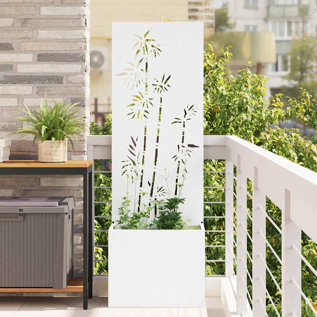 Vidaxl tuin privacy screen bloemen wit 50 x 140 cm koudgewalst staal