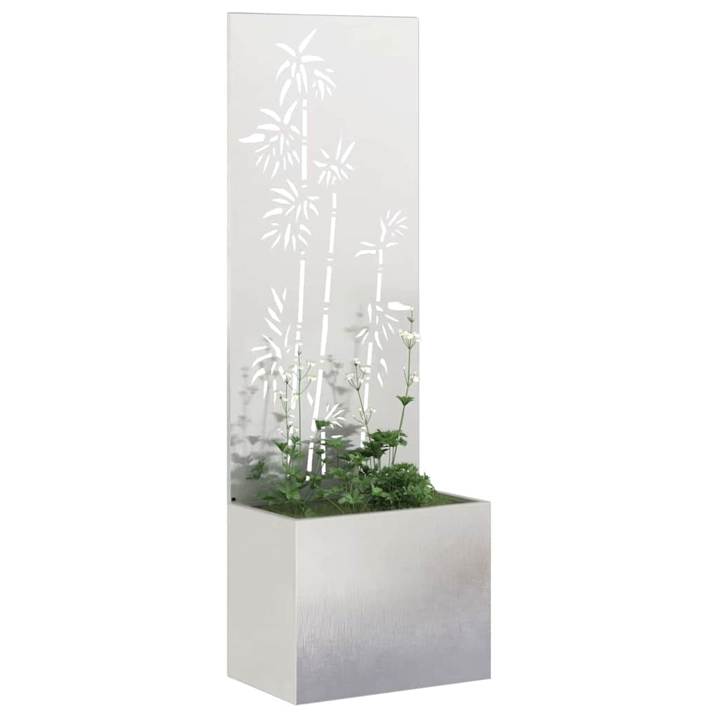 Vidaxxl protección visual para jardín flores plata 50 x 140 cm acero inoxidable