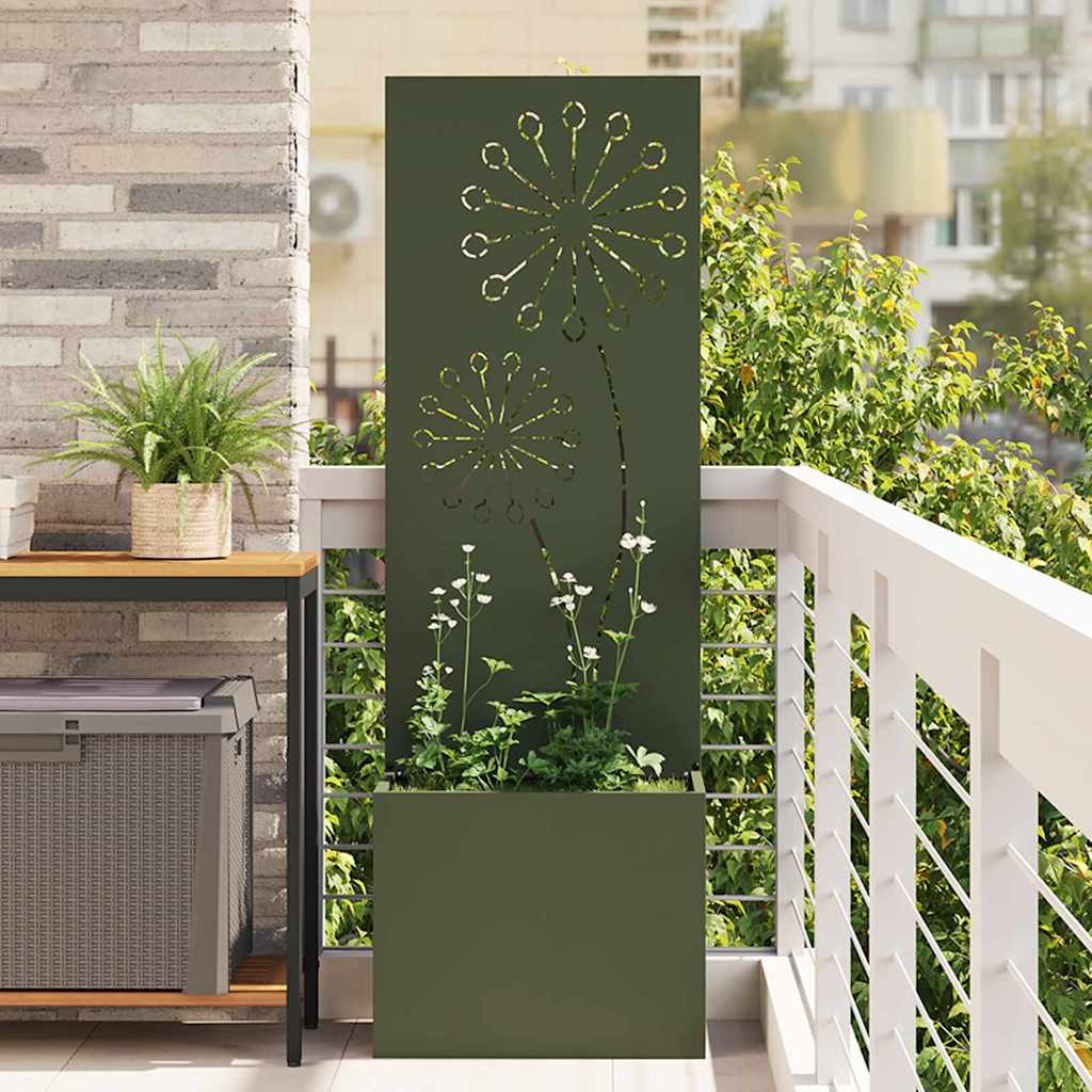 Vidaxl tuin privacy screen olijfgroen 50 x 140 cm koudgewalst staal