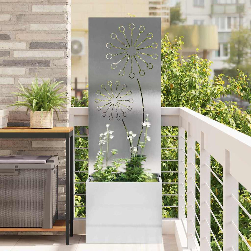 VidaXL protección visual para jardín calado plateado 50 x 140 cm acero inoxidable