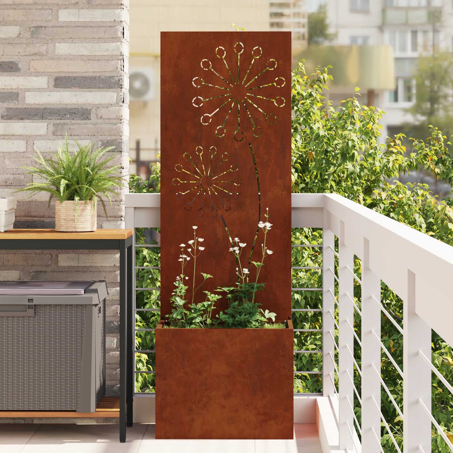Vidaxxl paravento da giardino traforato arrugginito 50 x 140 cm in acciaio corten