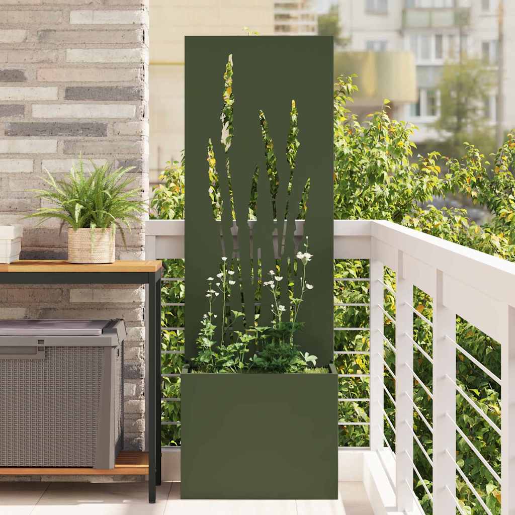 Vidaxl tuin privacy screen olijfgroen 50 x 140 cm koudgewalst staal
