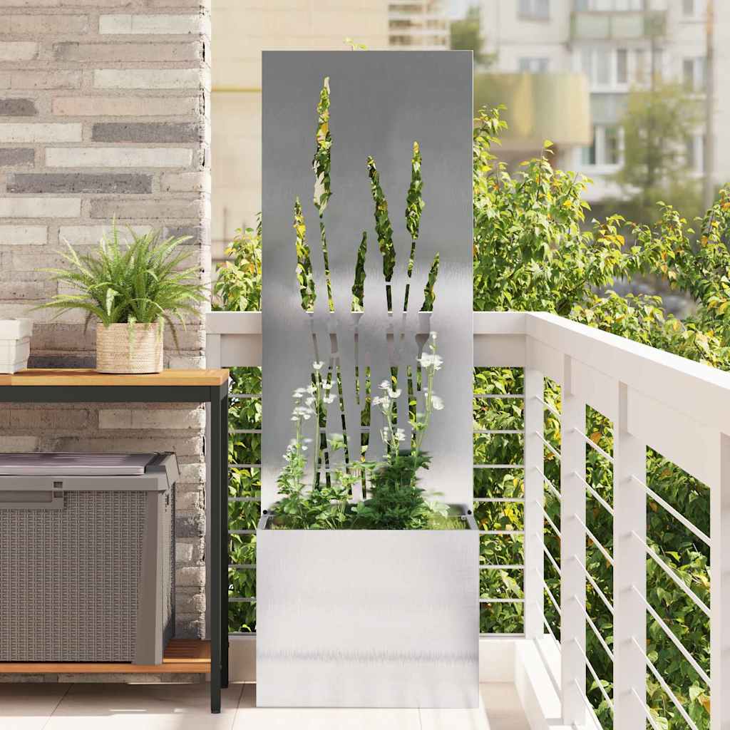 VidaXL protección visual para jardín calado plateado 50 x 140 cm acero inoxidable