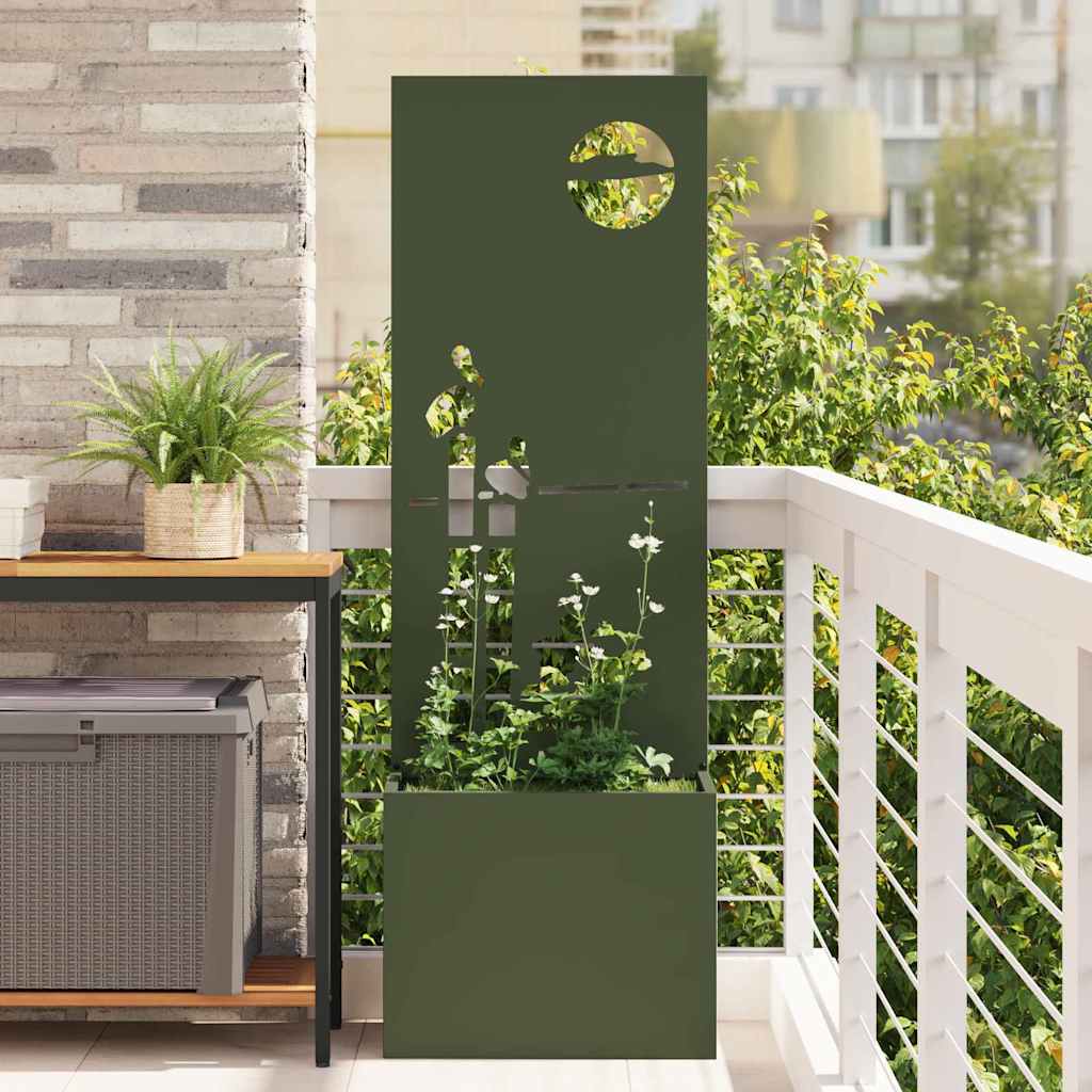 Vidaxl tuin privacy screen olijfgroen 50 x 140 cm koudgewalst staal