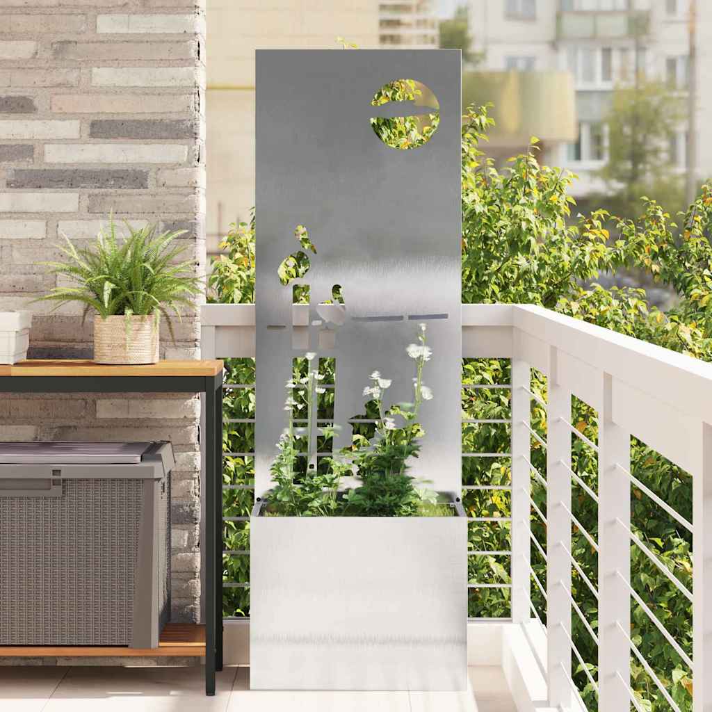 VidaXL protección visual para jardín calado plateado 50 x 140 cm acero inoxidable