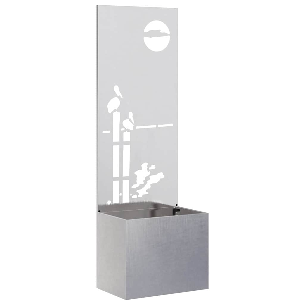 VidaXL protección visual para jardín calado plateado 50 x 140 cm acero inoxidable