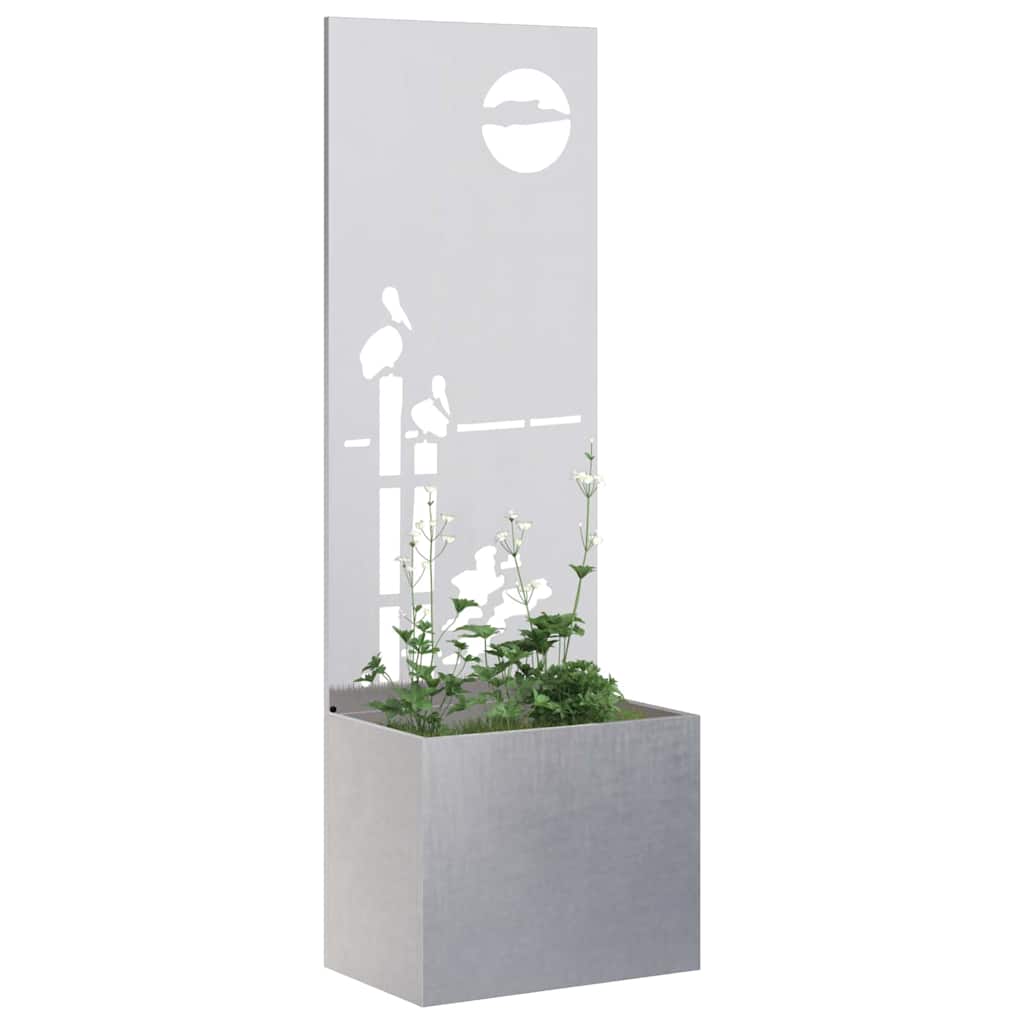 VidaXL protección visual para jardín calado plateado 50 x 140 cm acero inoxidable