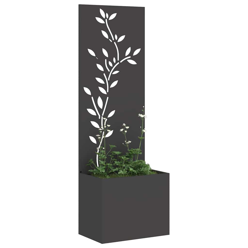 Vidaxxl schermo privacy da giardino nero 50 x 32 x 150 cm in acciaio laminato a freddo