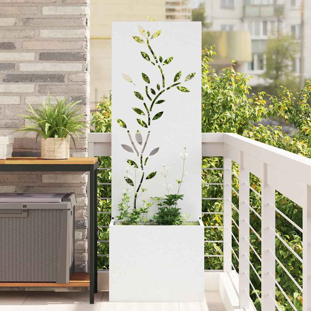 Vidaxl tuin privacy screen bloemen wit 50 x 140 cm koudgewalst staal