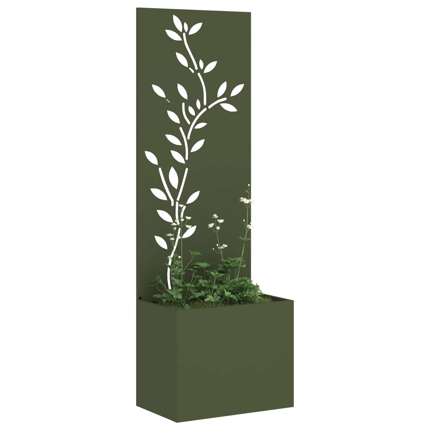 Vidaxxl paravento da giardino verde oliva 50 x 140 cm in acciaio laminato a freddo