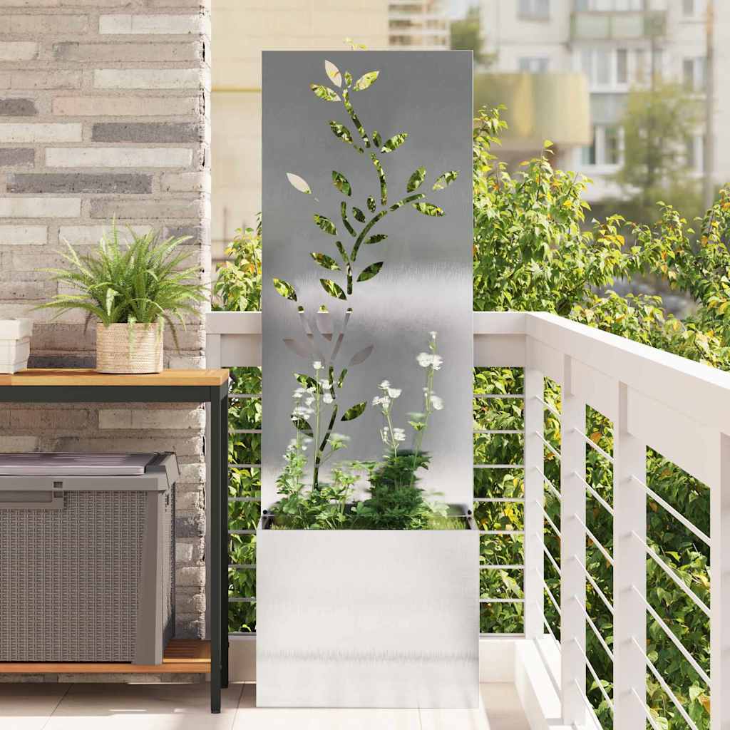 Vidaxxl protección visual para jardín flores plata 50 x 140 cm acero inoxidable