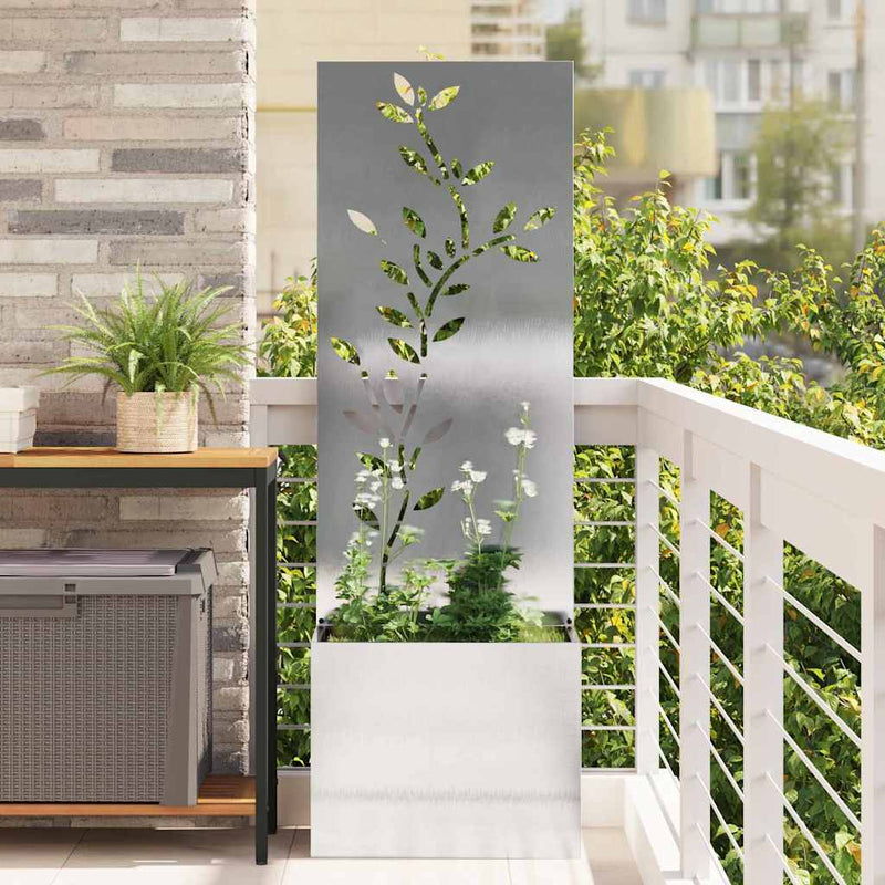 Vidaxxl protección visual para jardín flores plata 50 x 140 cm acero inoxidable
