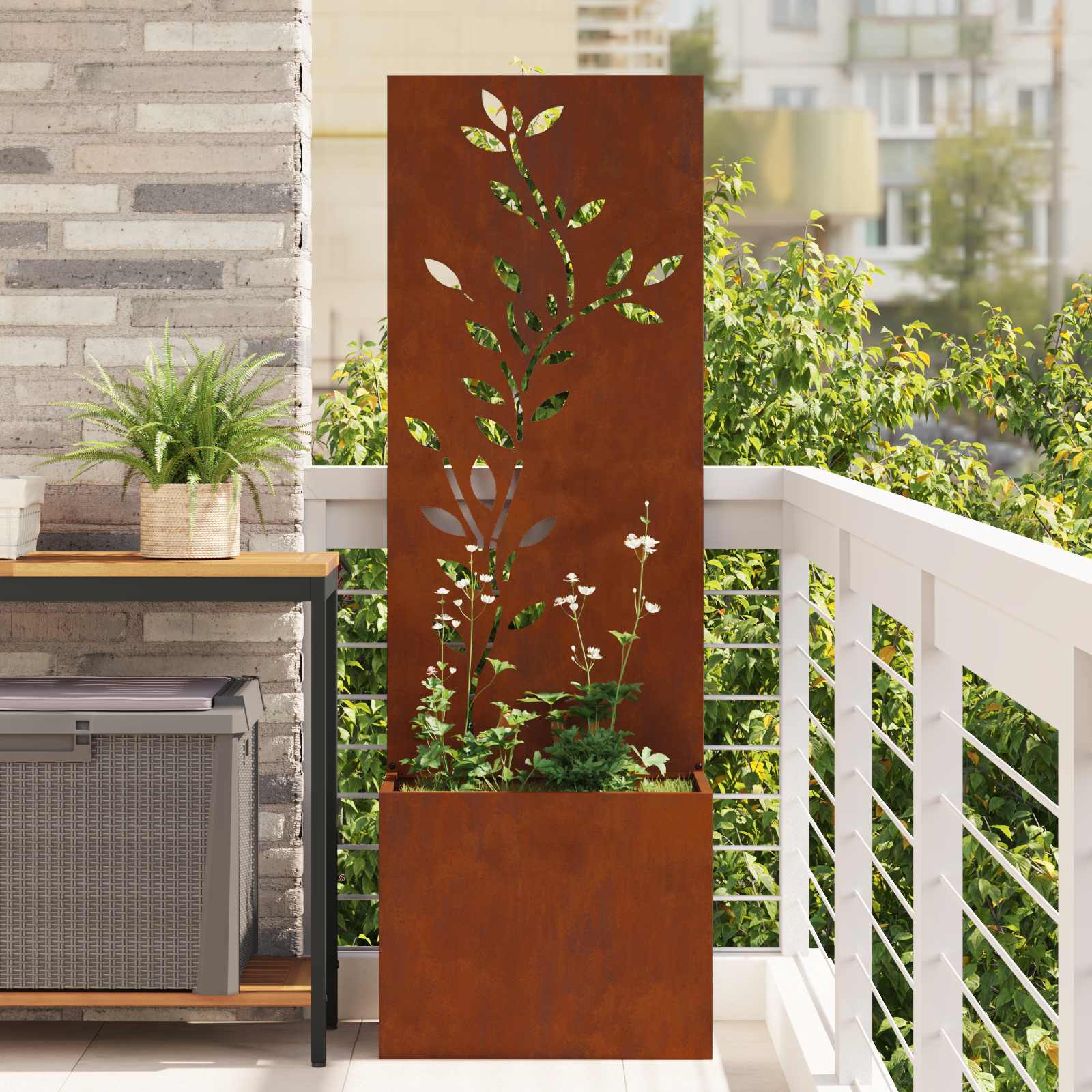 Vidaxxl protección visual para jardín flores oxidado 50 x 140 cm acero corten