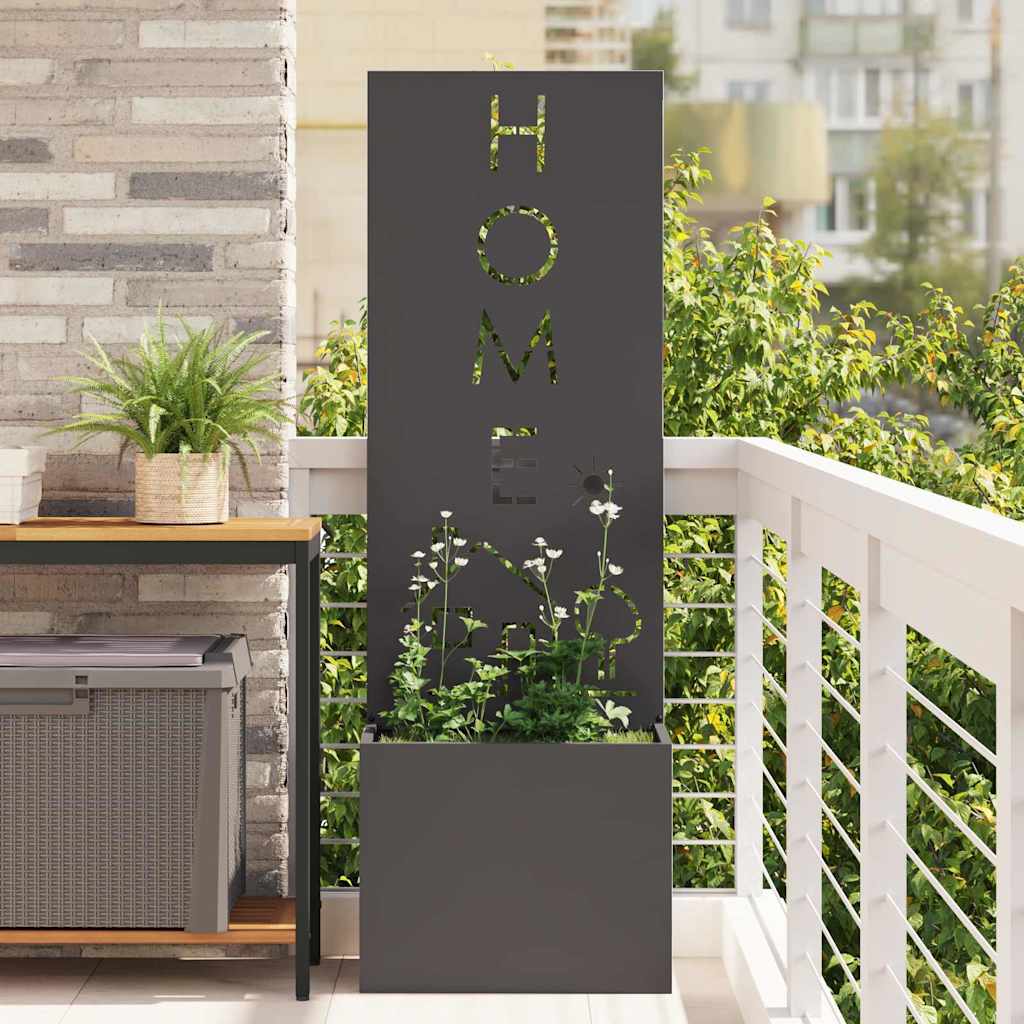 Vidaxxl schermo privacy da giardino nero 50 x 140 cm in acciaio laminato a freddo