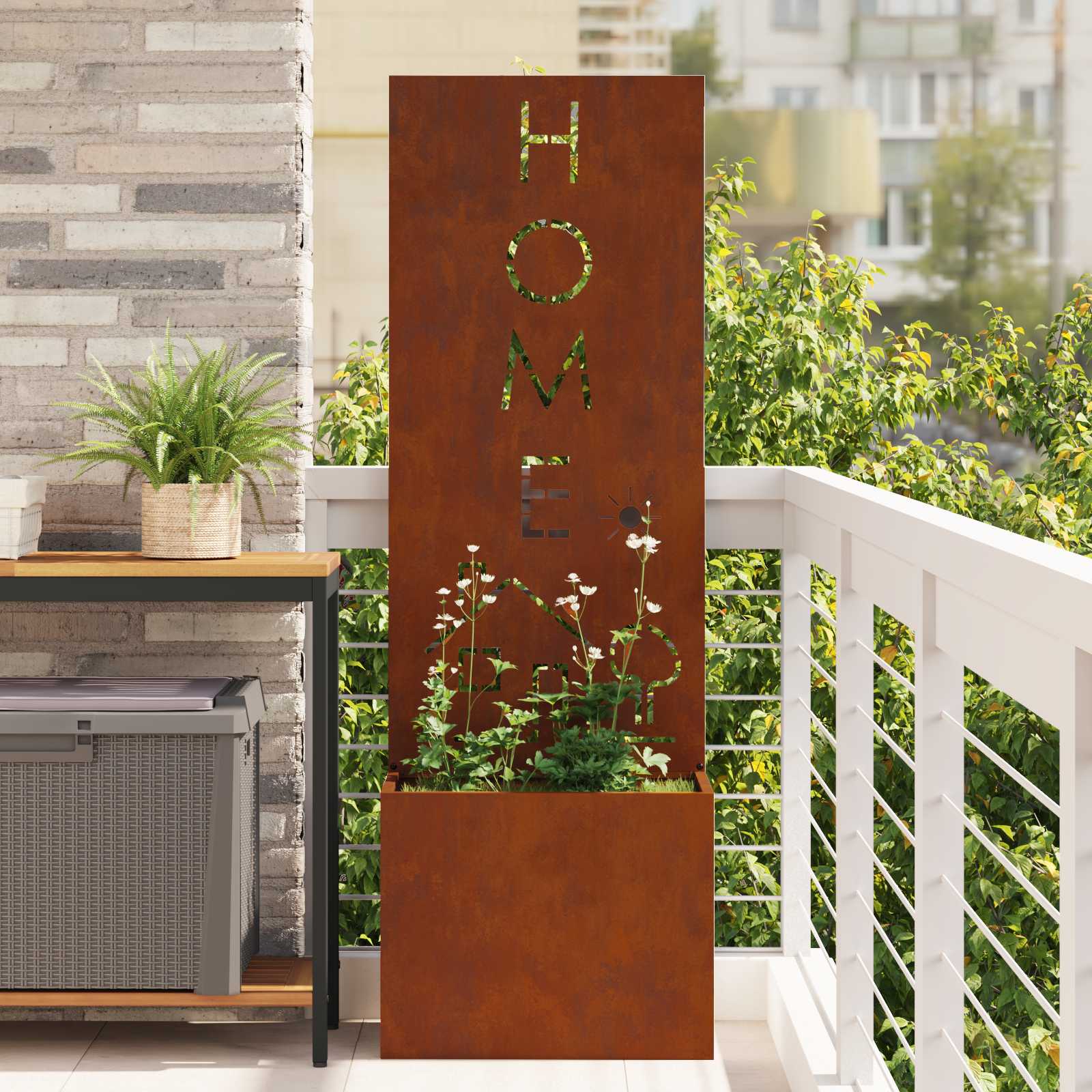 Vidaxxl protección visual para jardín calado oxidado 50 x 140 cm acero corten