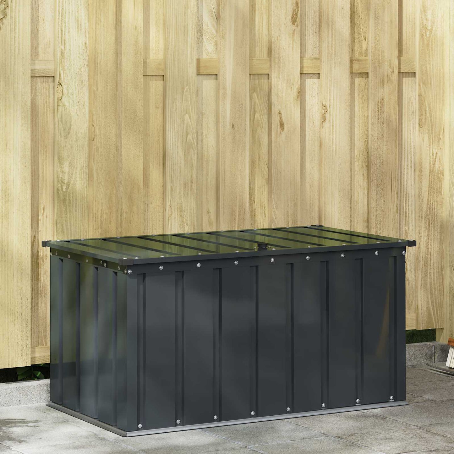 Vidaxxl caja de almacenaje para jardín negro 101 x 56,5 x 50 cm acero