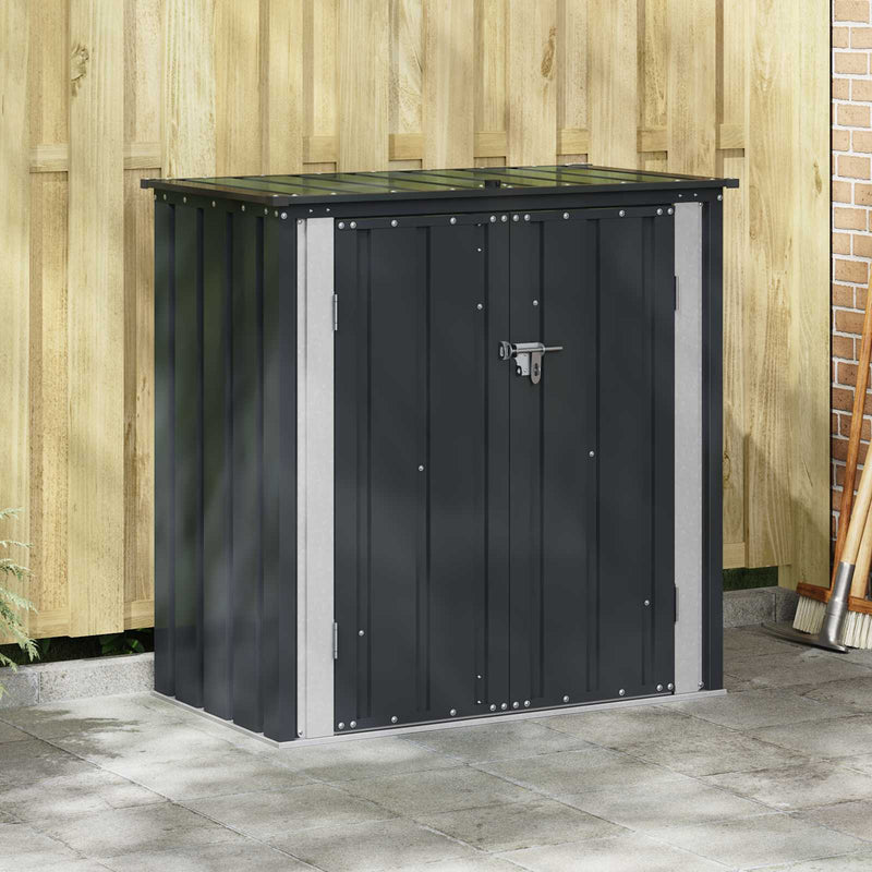 Baule da giardino Vidaxxl nero 101,5 x 57 x 100,5 cm in acciaio