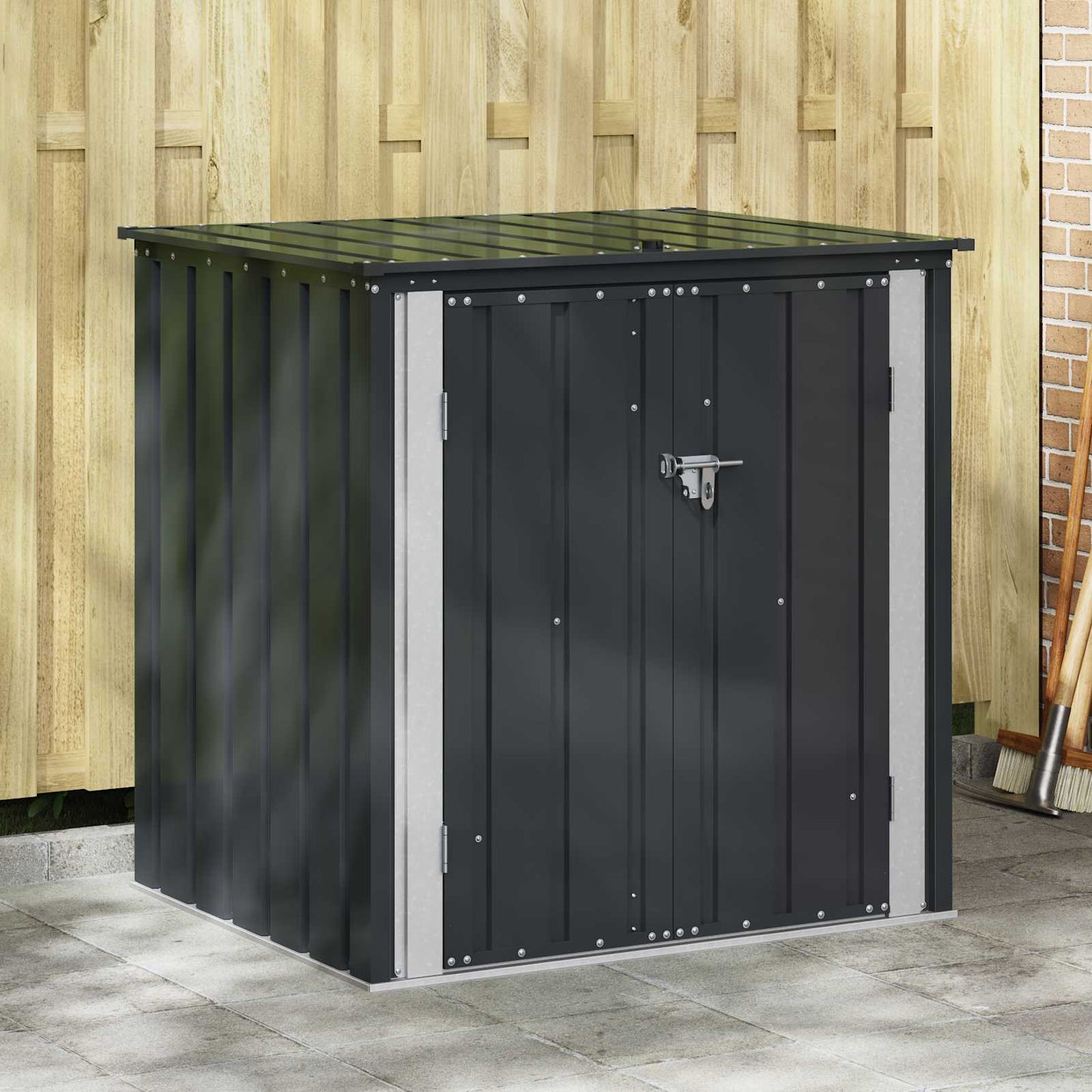 VidaXL box da giardino nero 101,5 x 82 x 100 cm in acciaio