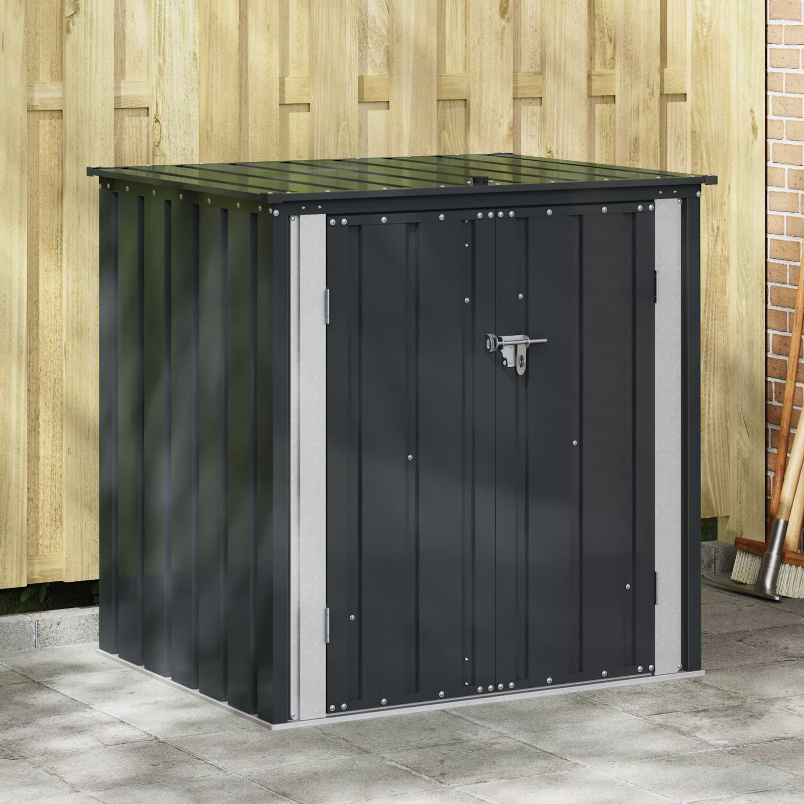 VidaXL box da giardino nero 101,5 x 82 x 100 cm in acciaio