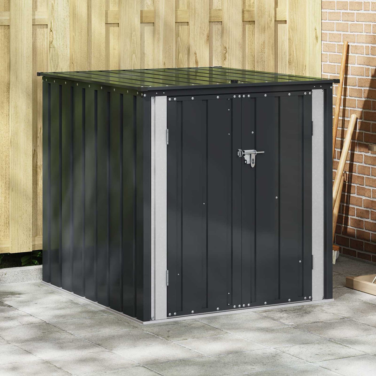 VidaXL caja de almacenamiento de jardín negro 101,5 x 107 x 100 cm acero