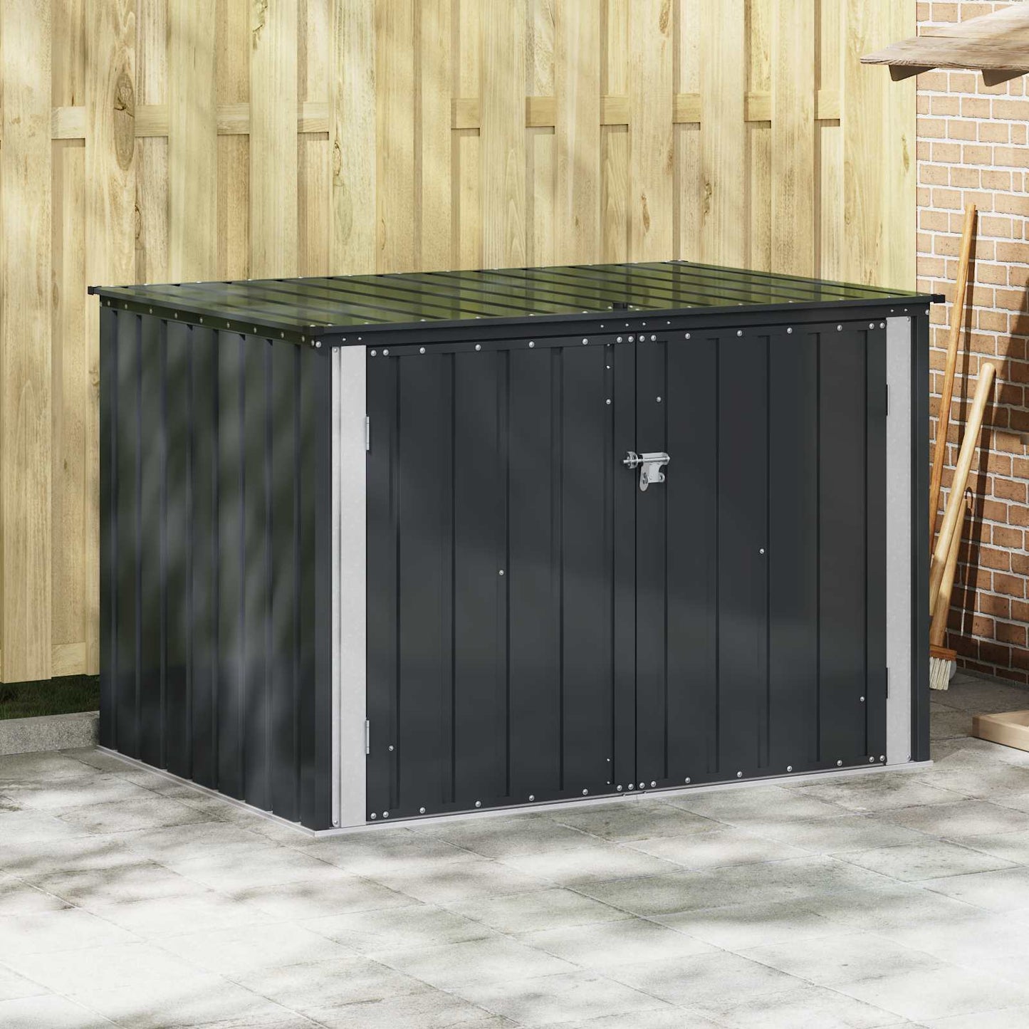 Vidaxl tuinopslagdoos zwart 151,5 x 107 x 100 cm staal