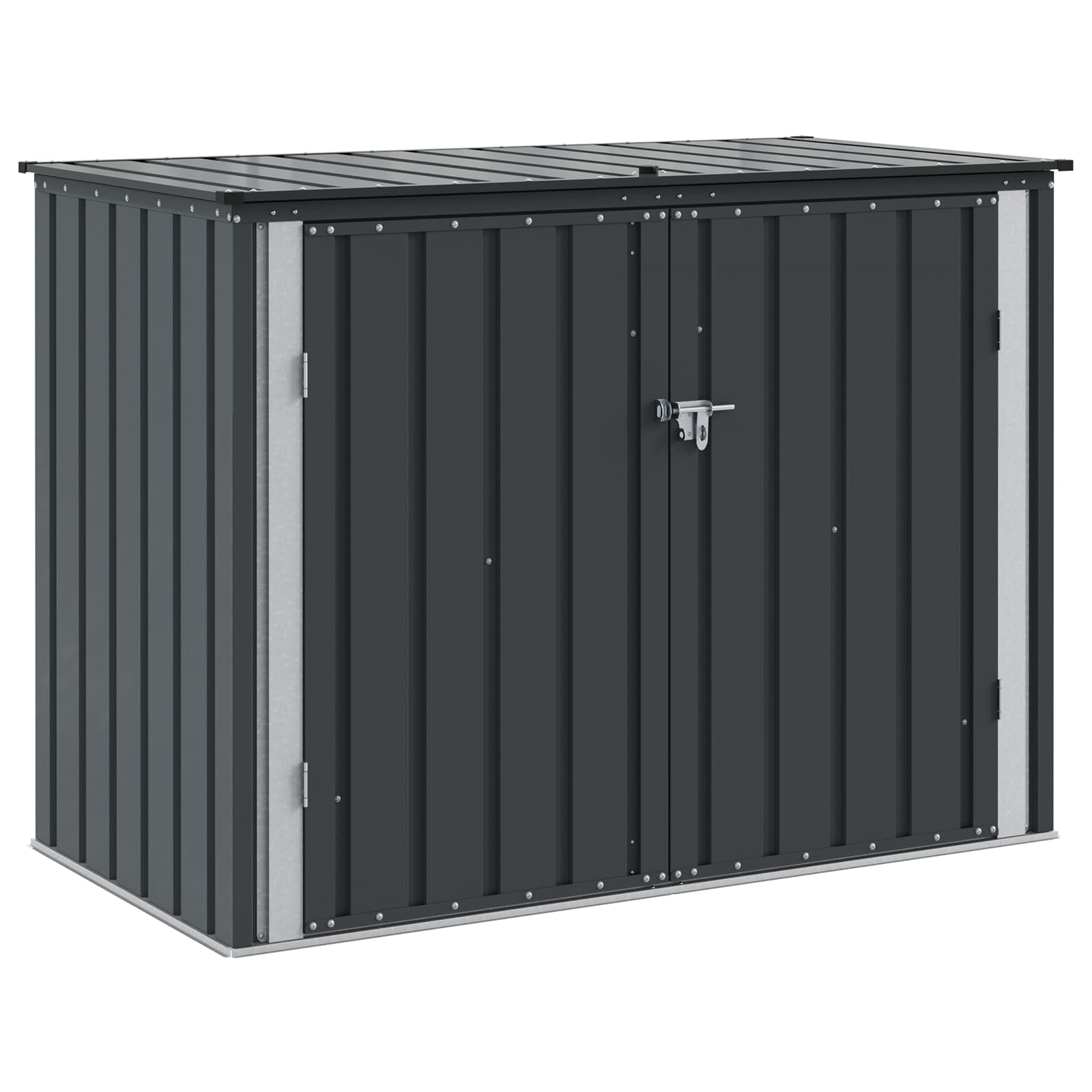 Baule da giardino Vidaxxl nero 151,5 x 82 x 110,5 cm in acciaio