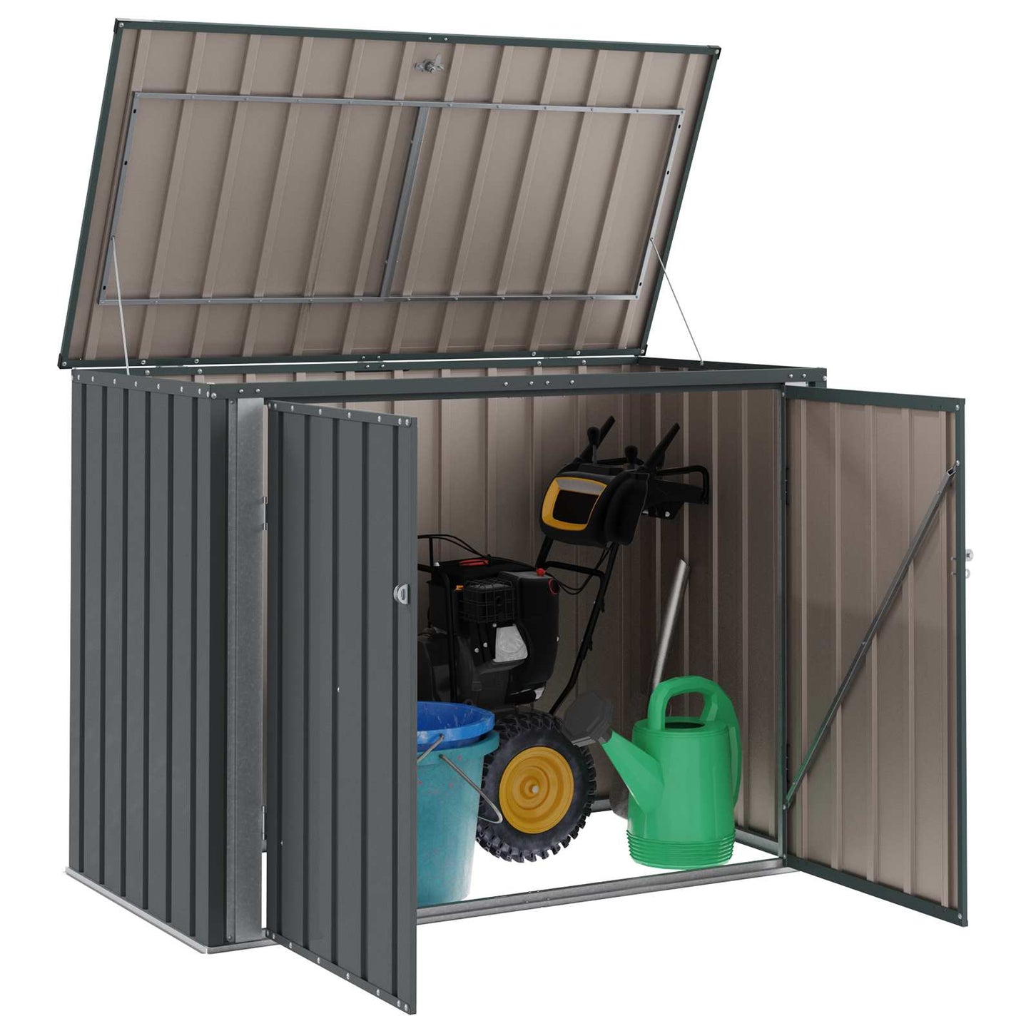 Vidaxxl caja de almacenaje para jardín negro 151,5 x 82 x 110,5 cm acero