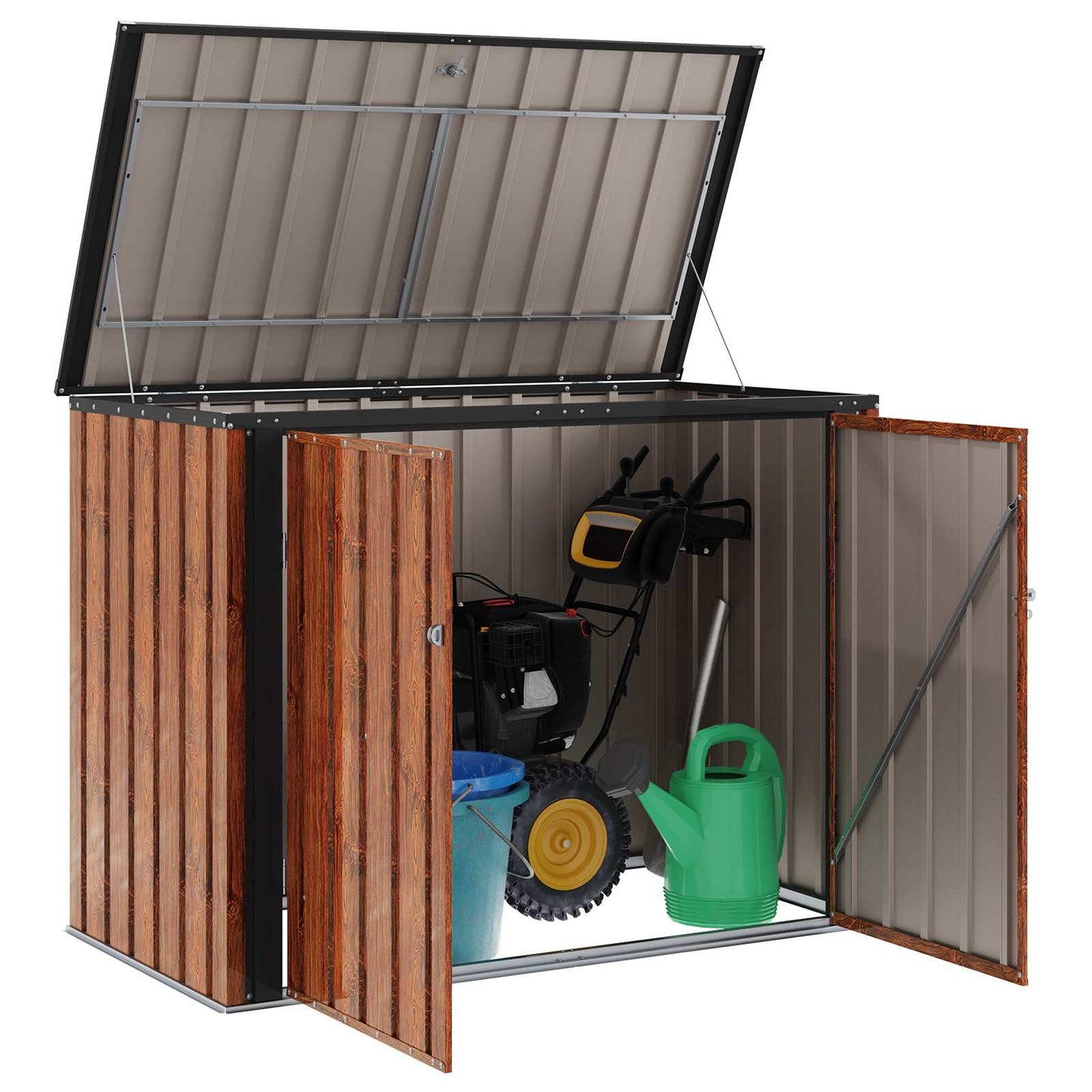 Vidaxx caja de almacenamiento de jardín marrón 151,5 x 82 x 110,5 cm acero