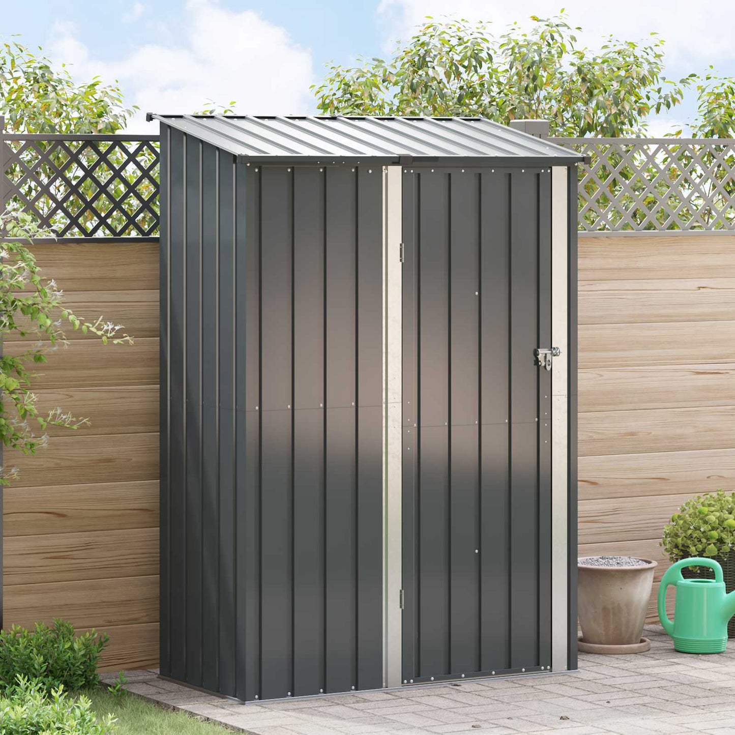 Casetta da giardino Vidaxl antracite 140,5 x 74 x 200 cm metallo