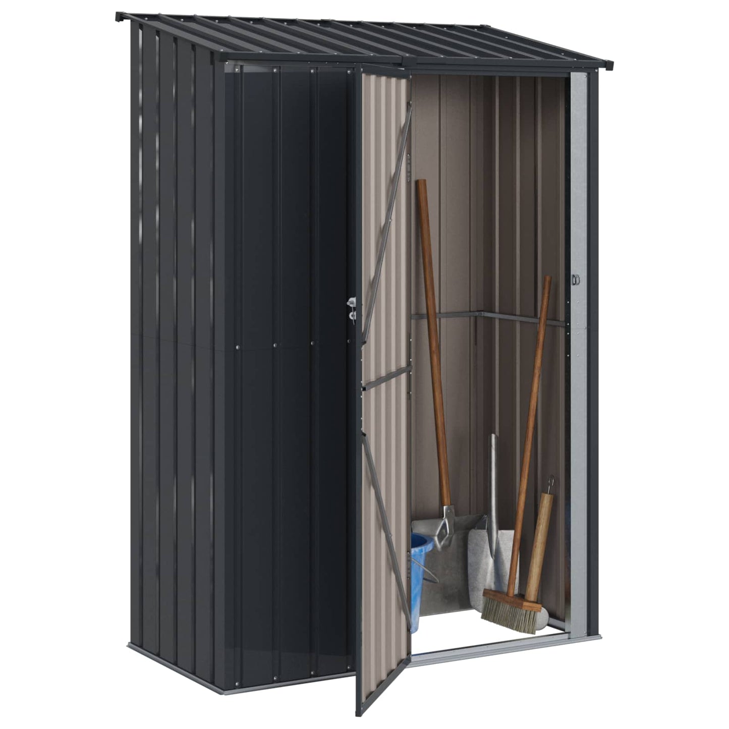 Casetta da giardino Vidaxl antracite 140,5 x 74 x 200 cm metallo