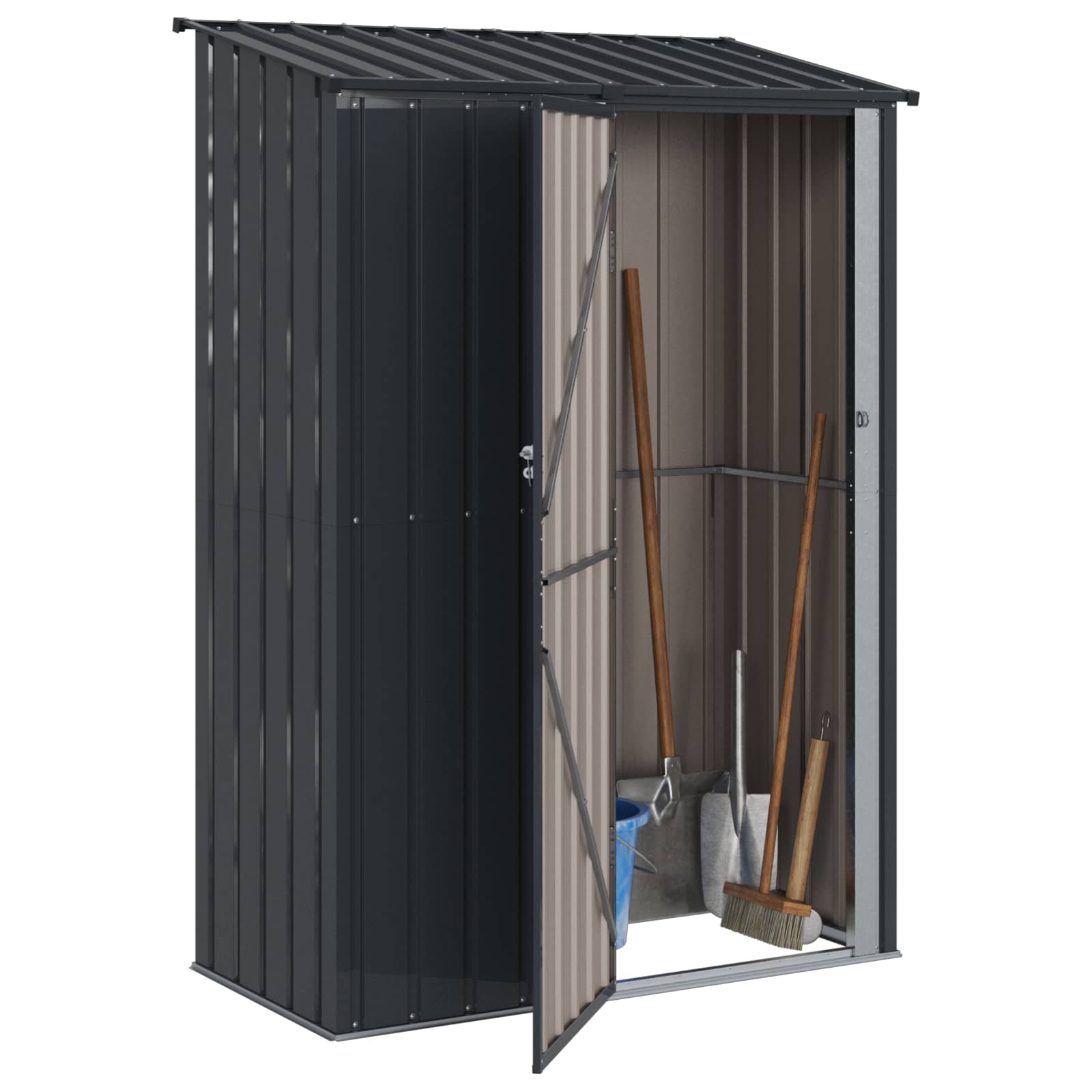 Casetta da giardino Vidaxl antracite 140,5 x 74 x 200 cm metallo