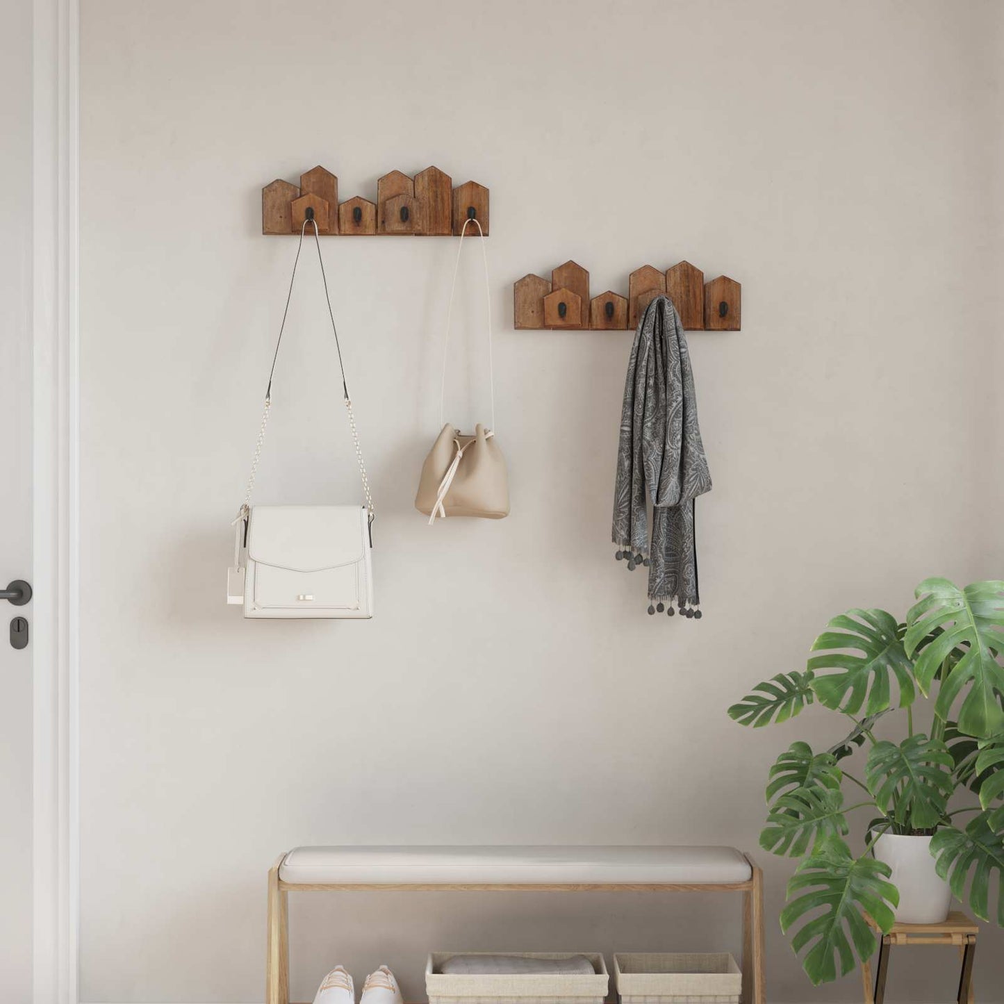Vidaxl hanger bruin 48 x 8 x 15 cm massief mahoniehout