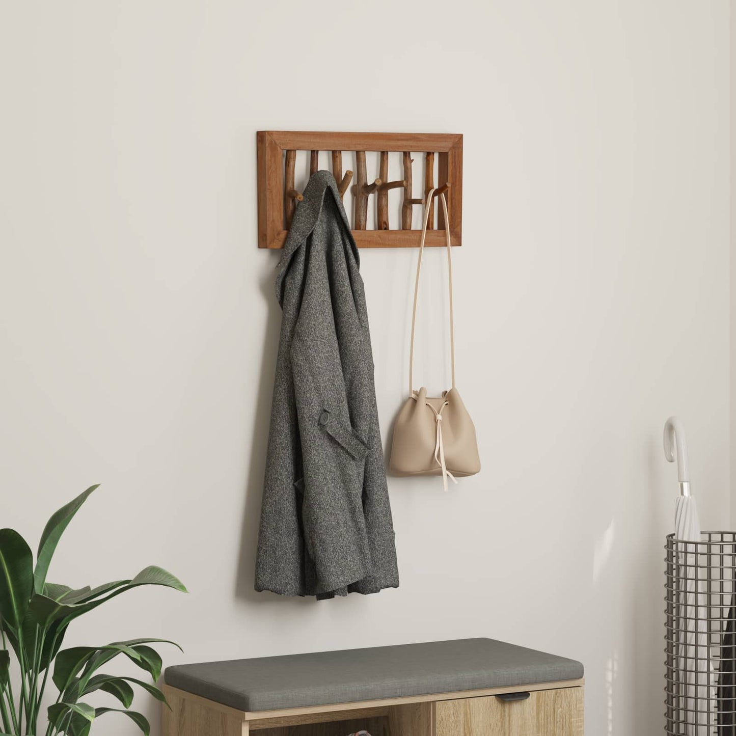 Vidaxl hanger bruin 50 x 11 x 25 cm massief mahoniehout