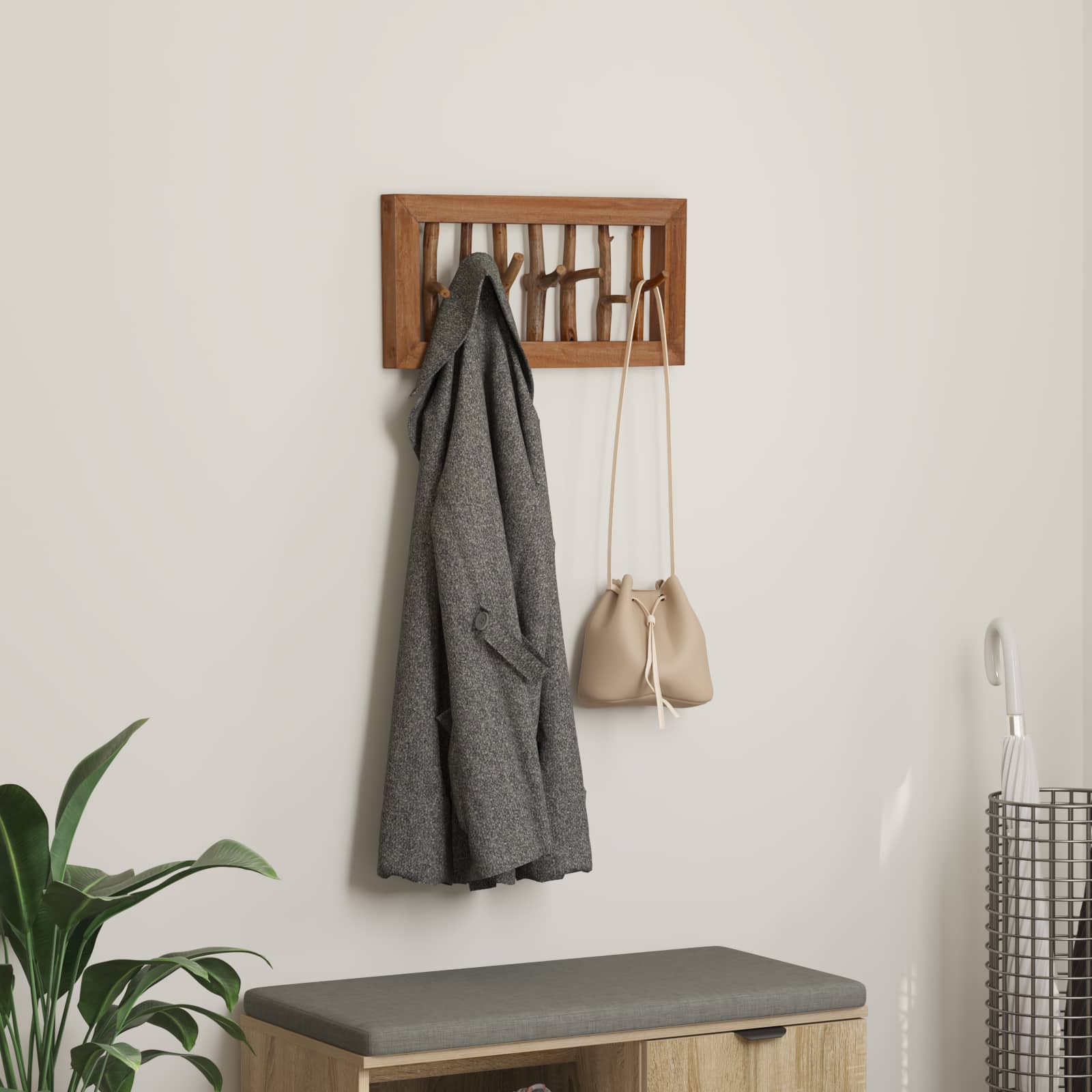 Vidaxl hanger bruin 50 x 11 x 25 cm massief mahoniehout