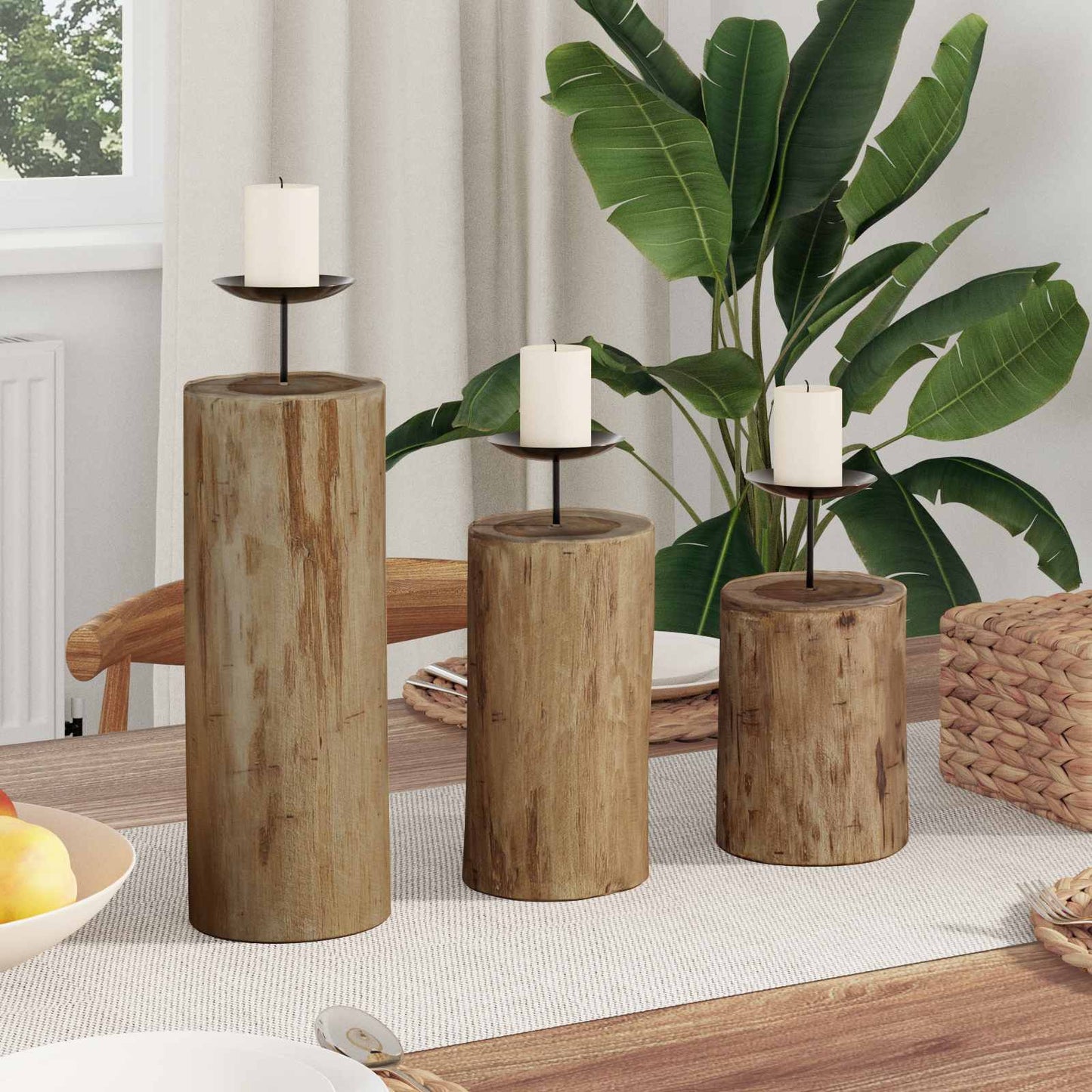 Vidaxx portavelas 3 piezas madera de teca maciza natural