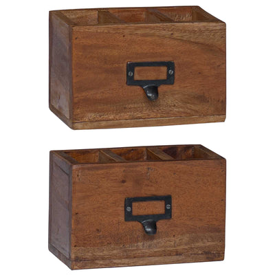 Vidaxxl estuche multicolor 18 x 10 x 12 cm madera maciza de caoba
