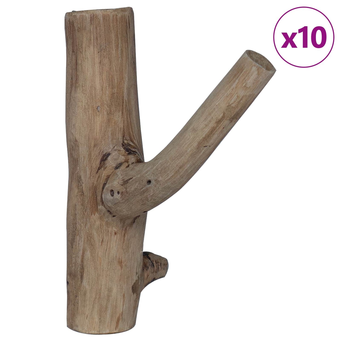 Vidaxxl gancho marrón 4 x 4 x 14 cm madera maciza reciclada