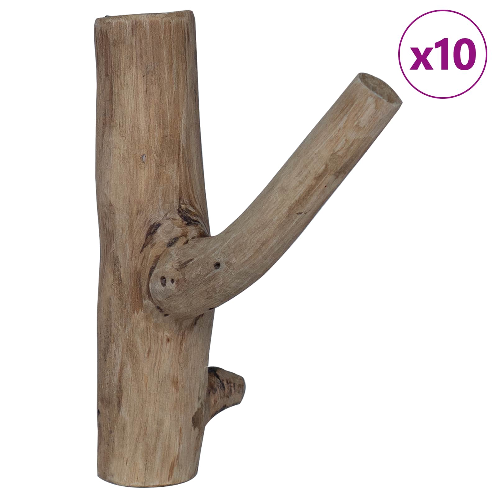 Vidaxxl gancho marrón 4 x 4 x 14 cm madera maciza reciclada
