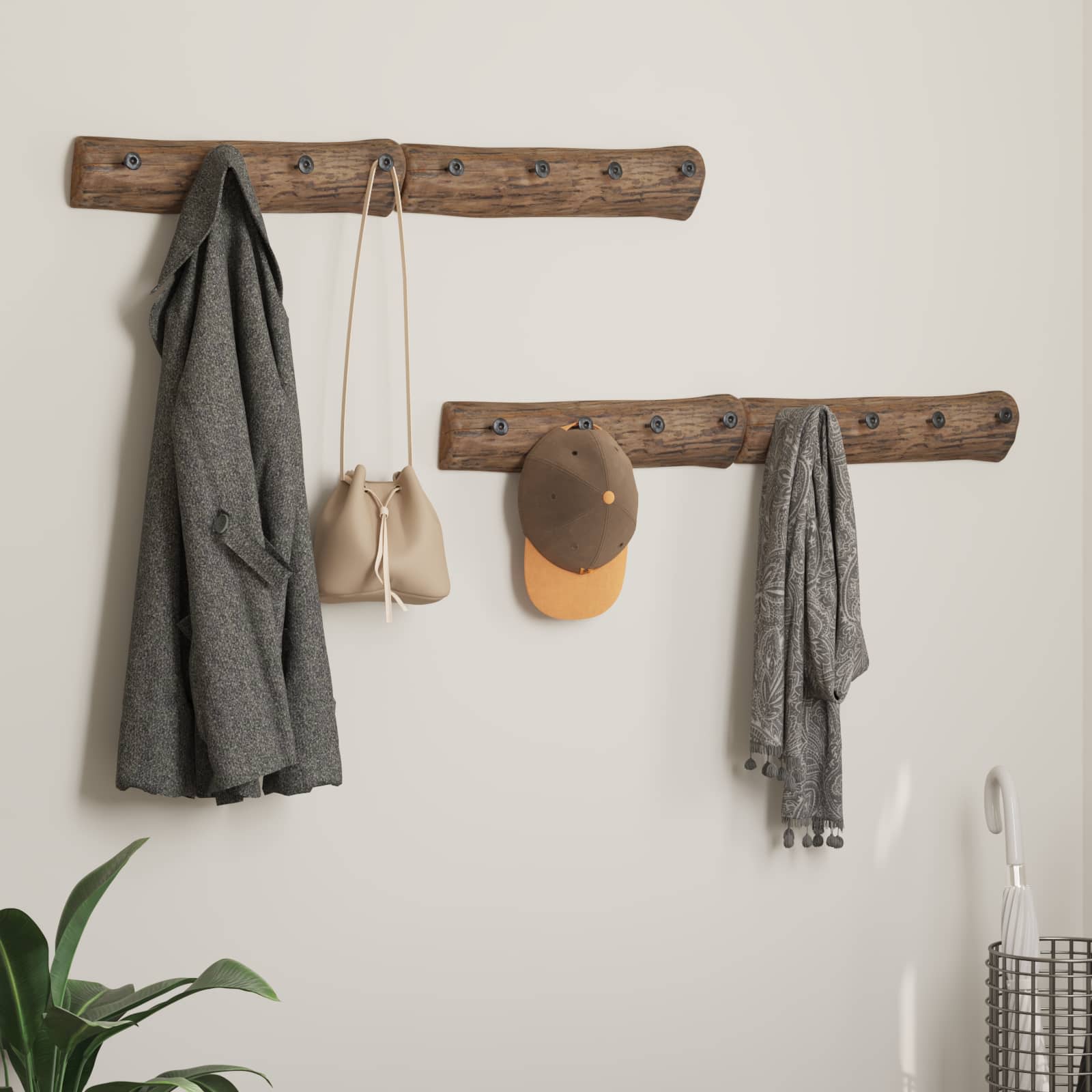 Vidaxl hanger bruin 50 x 8 x 12 cm massief gerecycled hout